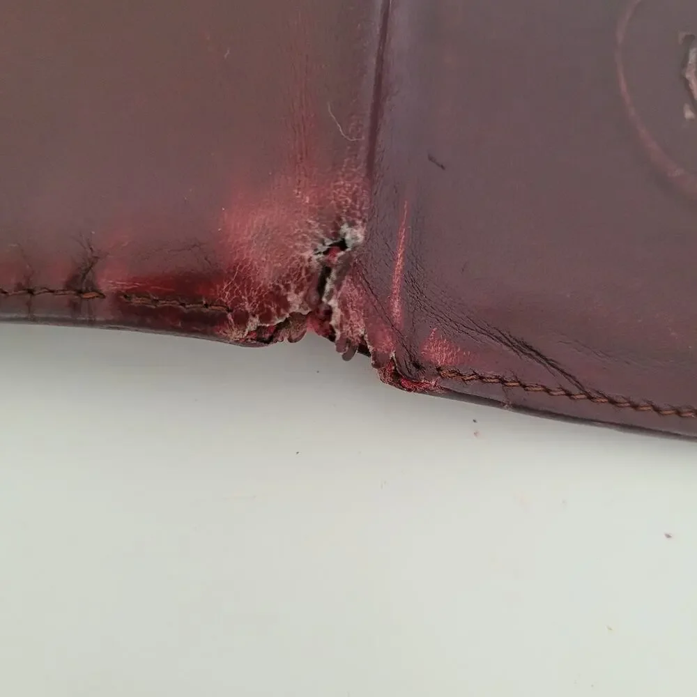 Cartier Men's Vintage Bifold Leather Bordeaux Red Wallet Medium‎ Retro Card Fair